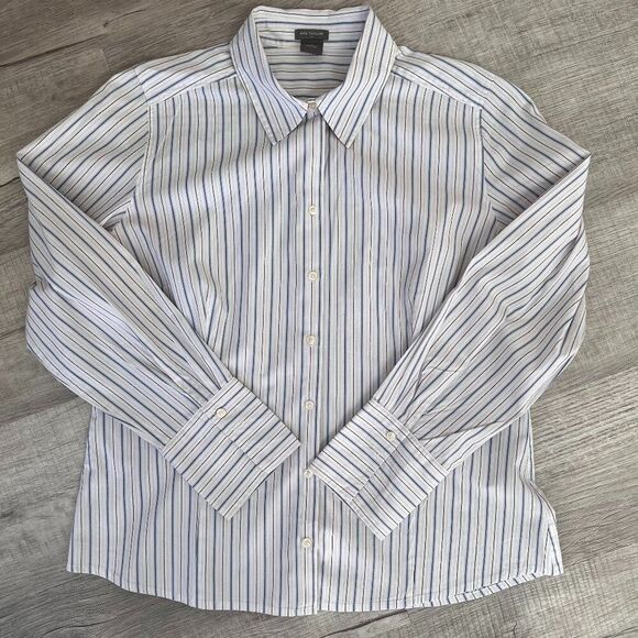 EUC Ann Taylor Button Front Long Sleeve Work Shirt Size 14 - Picture 1 of 8